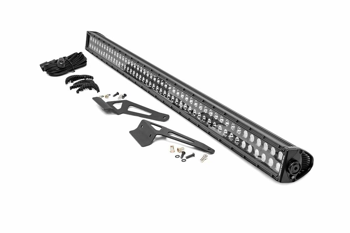 Fits Can-Am Defender HD 5_8_9_10 LED Light Windshield 50_ Black Dual Row 71007